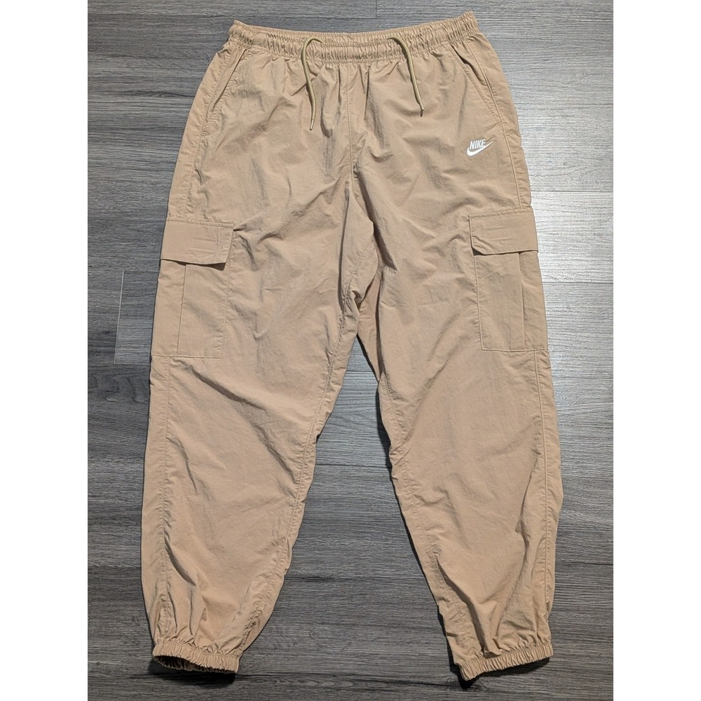 Nike Men's Tan Drawstring 100% Nylon Club Woven Cargo Pant Size Large